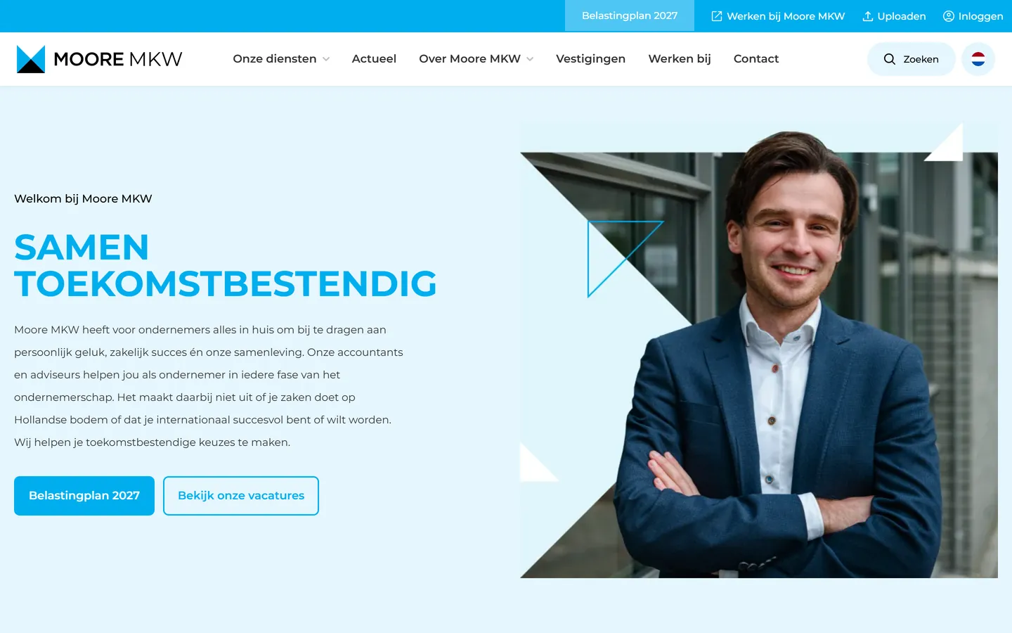Website van Moore MKW, accountants en adviseurs